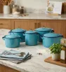 Juego de Ollas Cinsa Caribe Azul Praga – Acero Vitrificado