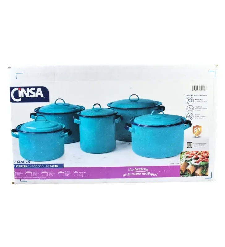 Juego de Ollas Cinsa Caribe Azul Praga – Acero Vitrificado