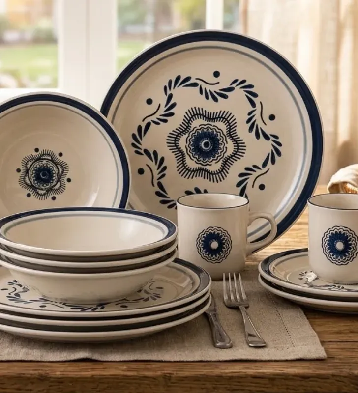 Vajilla Santa Anita Atlixco Talavera 16pz – Porcelana Azul/Blanco