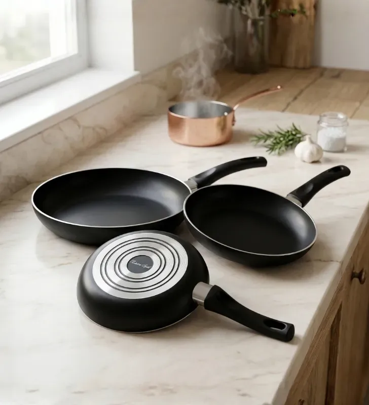 Juego de 3 Sartenes Cuisine Spot Negros 3mm – Antiadherente Profesional