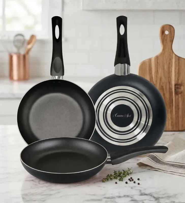 Juego de 3 Sartenes Cuisine Spot Negros 3mm – Antiadherente Profesional