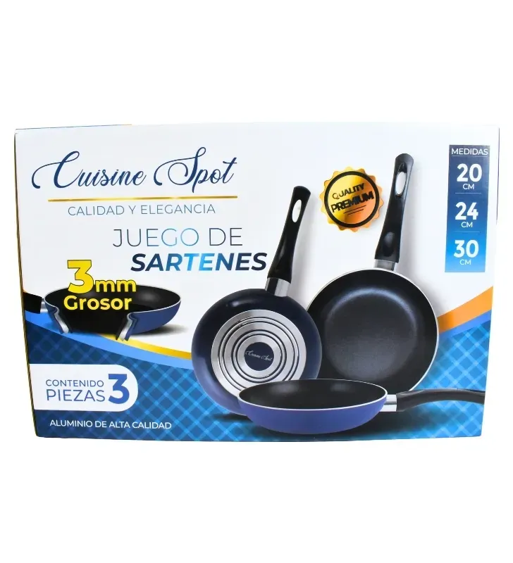 uego de sartenes azul 20-24-30 cm – Antiadherentes 3 mm