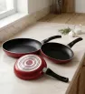 Juego de Sartenes 20, 24 y 30 cm Rojo – 3 mm aluminio antiadherente