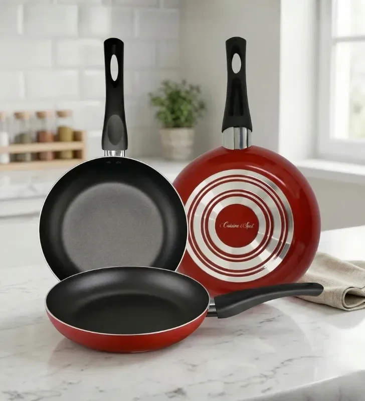 Juego de Sartenes 20, 24 y 30 cm Rojo – 3 mm aluminio antiadherente