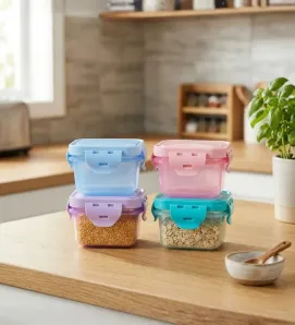 Set 4 Mini Herméticos Yuliana 60ml – Tapa con broches