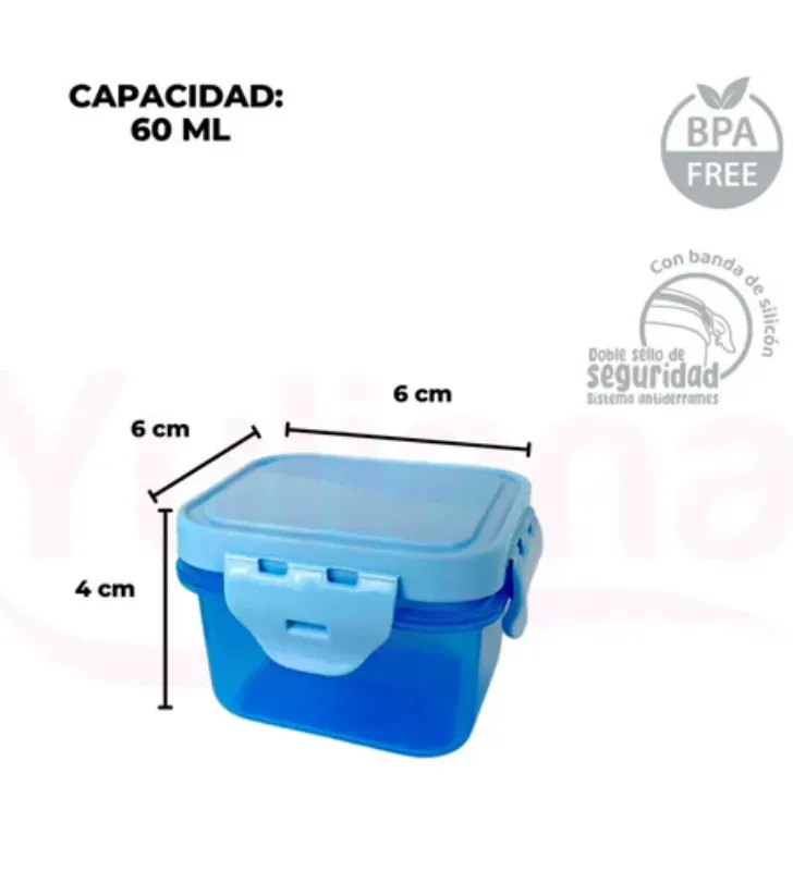 Set 4 Mini Herméticos Yuliana 60ml – Tapa con broches