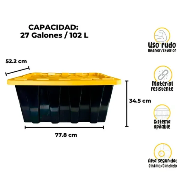 Caja Goliat Yuliana 102L – Uso Rudo y Apilable