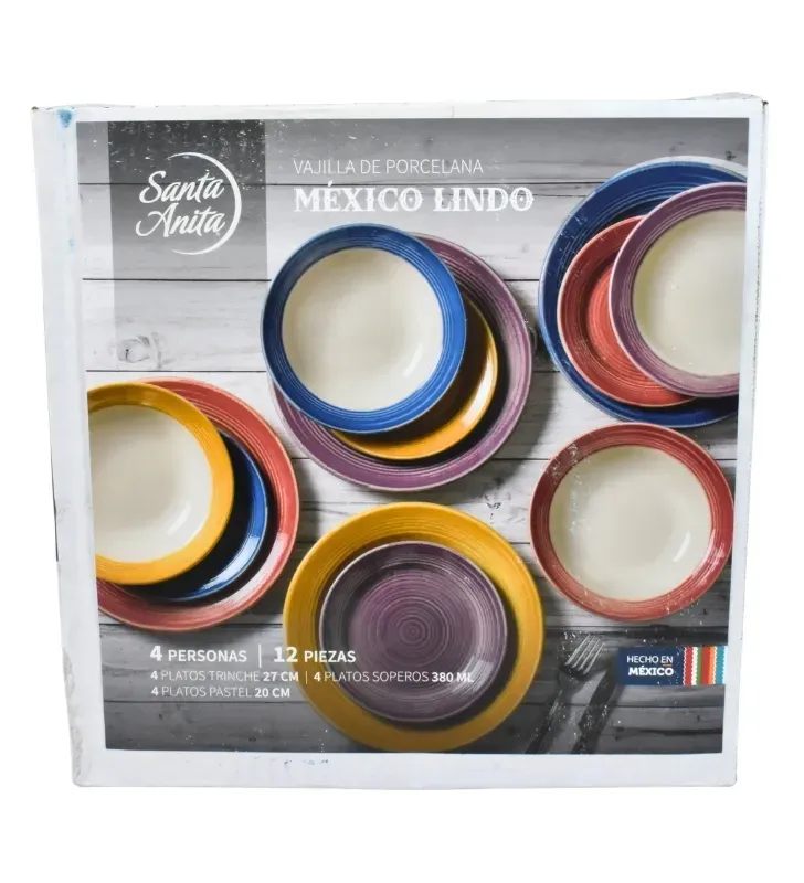 Vajilla Santa Anita México Lindo 12pz – Porcelana Multicolor