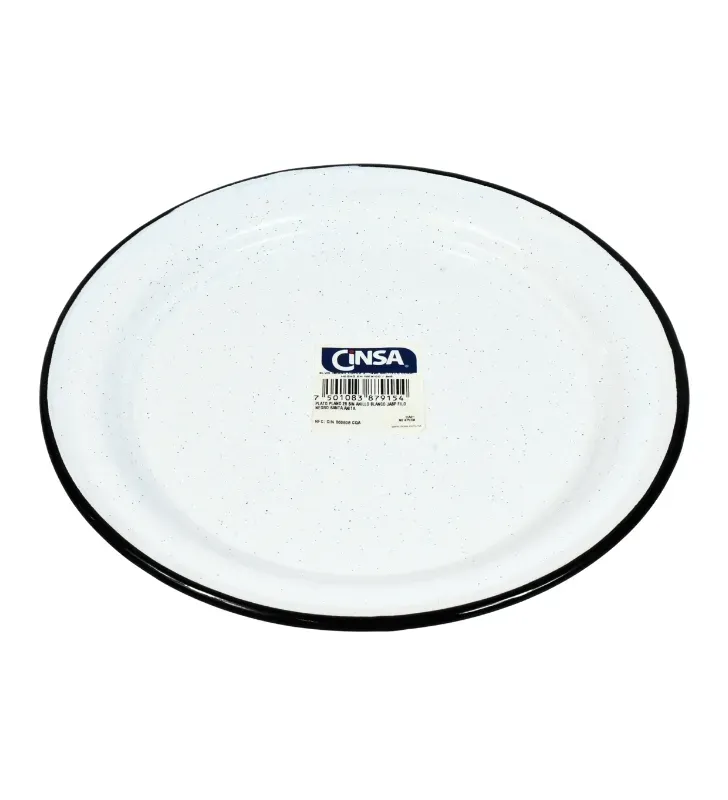 Plato Plano Cinsa de Peltre 26 cm – Blanco Jaspeado