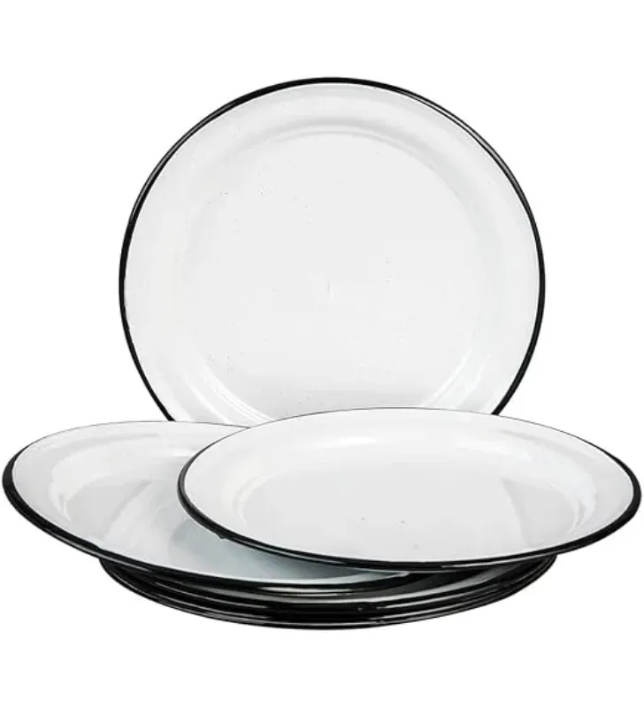 Plato Plano Cinsa de Peltre 26 cm – Blanco Jaspeado