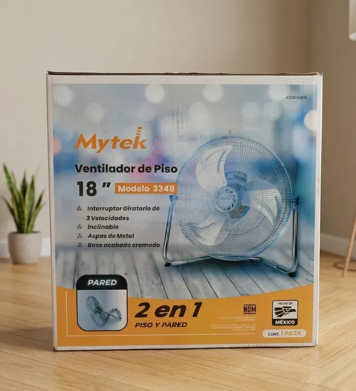 Ventilador Mytek 18" Metálico 2 en 1 – Piso y Pared 3348S1