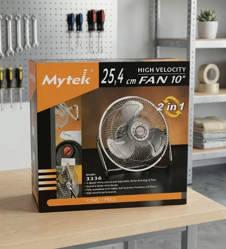 Ventilador Industrial Mytek 10" Metálico – Piso y Pared 3336S1