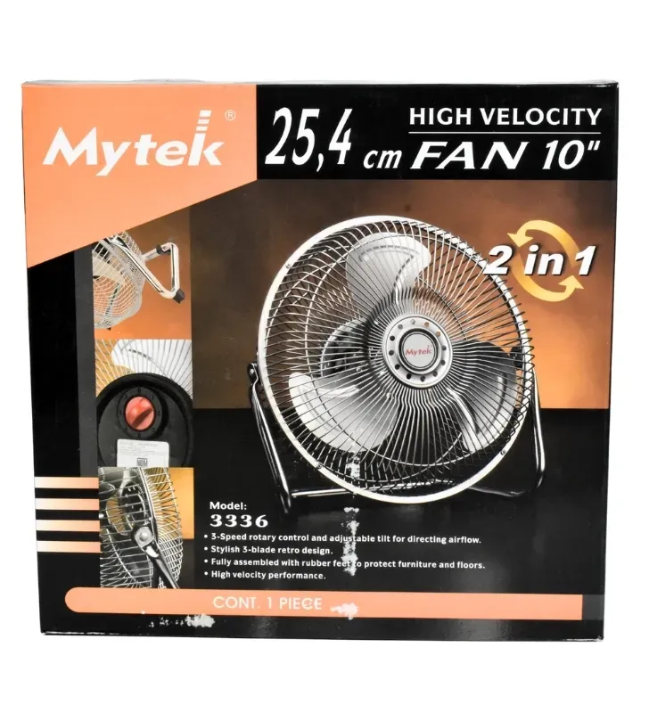 Ventilador Industrial Mytek 10" Metálico – Piso y Pared 3336S1