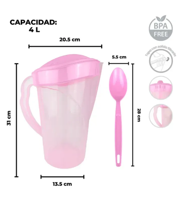 Jarra Thalia Yuliana 4 Litros con Tapa y Cuchara – MX-071