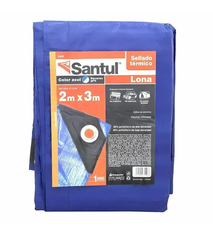 Lona Santul Premium 2x3m Azul Impermeable con Protección UV