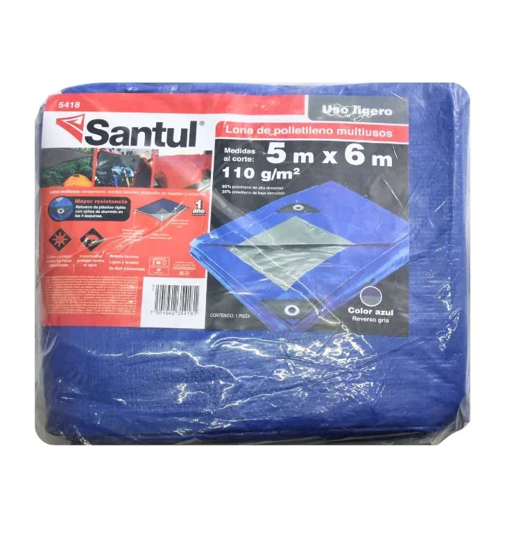 Lona Santul Premium 5x6m Azul Impermeable y Resistente UV