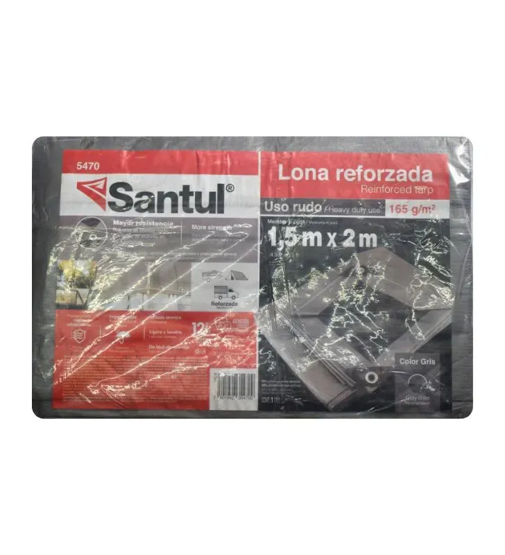 Lona Uso Pesado 1.5x2m Gris Impermeable con Protección UV