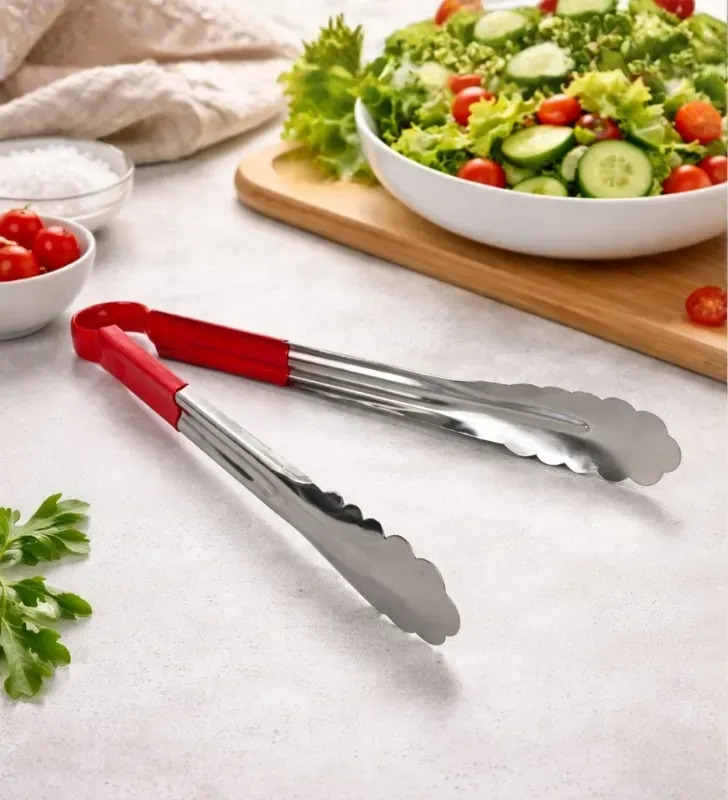 Pinza de Acero Inoxidable Tavola 12" con Mango Rojo – 94679