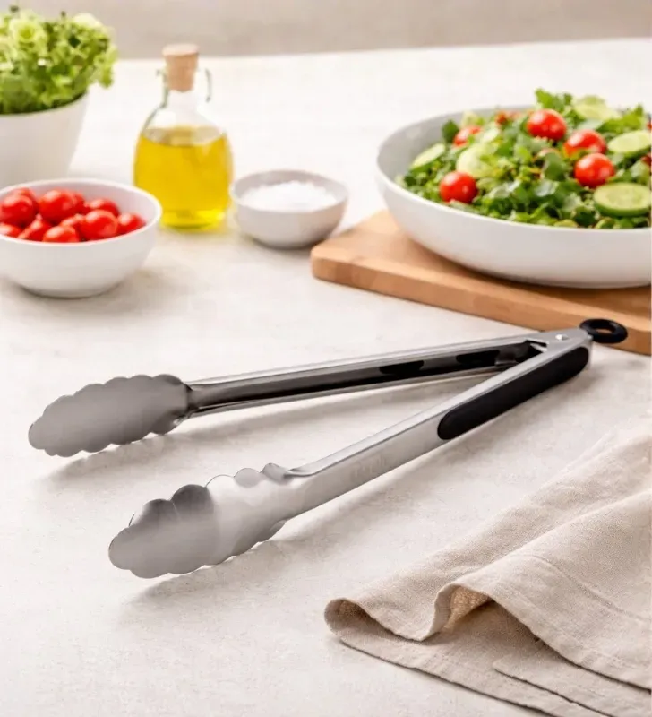 Pinza de Acero Inoxidable Tavola 12" con Mango Negro – 94681