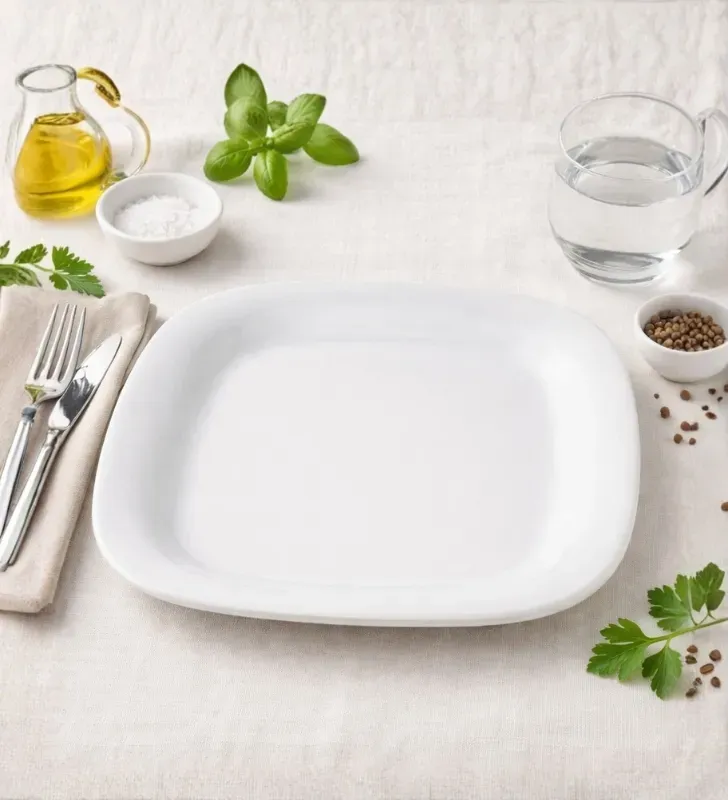 Plato Cuadrado Tavola 10" Melamina Blanca – Modelo 80748