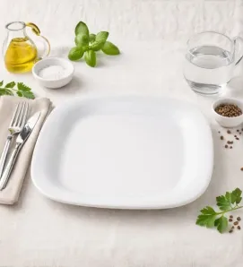 Plato Cuadrado Tavola 10" Melamina Blanca – Modelo 80748