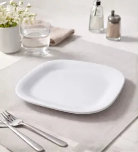 Plato Cuadrado Tavola 8" Melamina Blanca – Modelo 80749