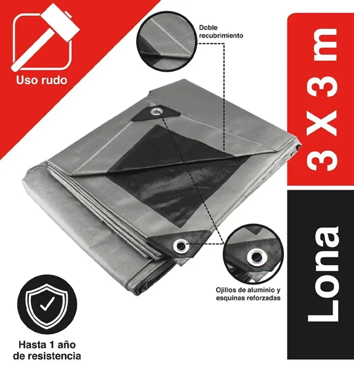 Lona Trukin uso pesado 3x3 m impermeable con protección UV