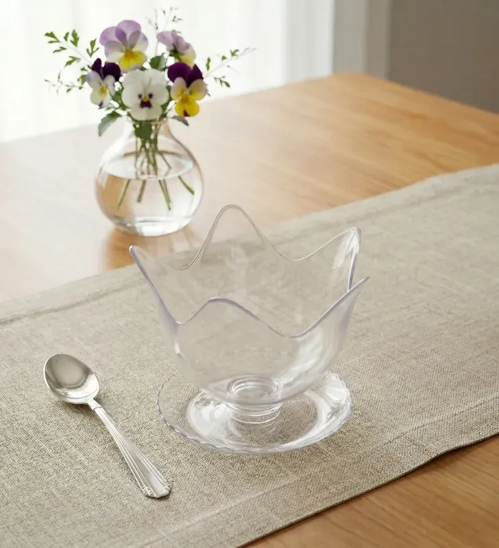 Juego Flor para Postre Grande Arra con Base – Diseño Cristal