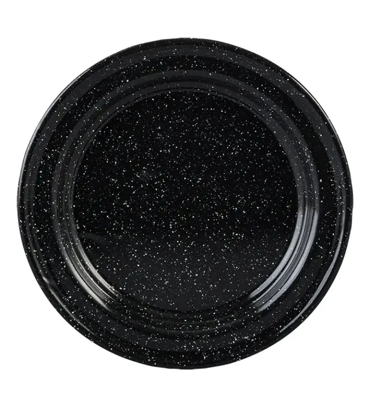 Plato Plano Cinsa 22 cm Negro Jaspeado – Peltre Vitrificado