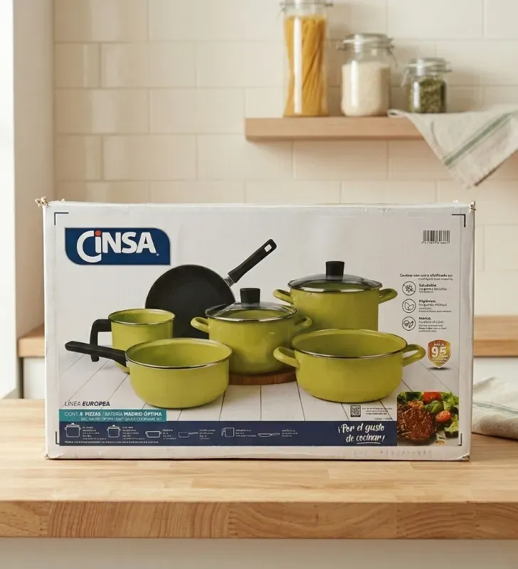 Batería Cinsa Madrid Optima 8 Piezas – Color Té Verde