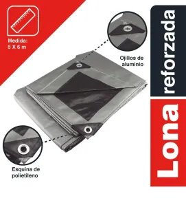 Lona Uso Pesado 5x6m Gris Impermeable con Protección UV