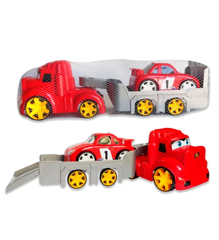 Mini Tráiler con Plataforma y Carrito – Juguete Nacional