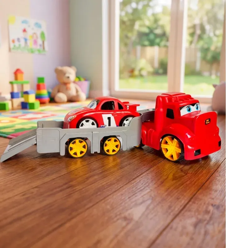 Mini Tráiler con Plataforma y Carrito – Juguete Nacional