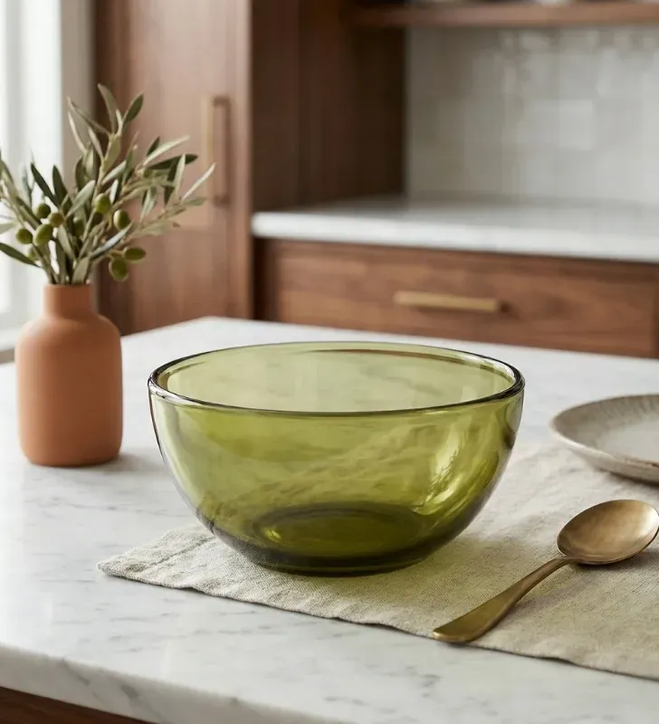 Tazón de Vidrio Crisa 760 ml Verde Olivo – Modelo 5848