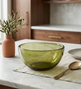Tazón de Vidrio Crisa 760 ml Verde Olivo – Modelo 5848