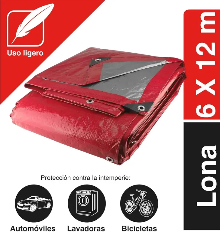 Lona Santul Premium 6x12m Roja Impermeable con Protección UV