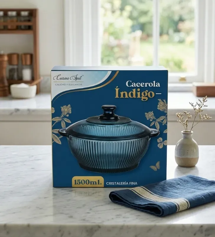 Cacerola de Vidrio Azul Cuisine Spot 1500ml con Tapa – MLSWB/L1