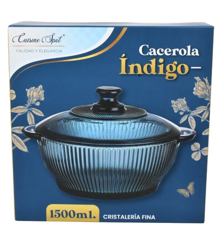 Cacerola de Vidrio Azul Cuisine Spot 1500ml con Tapa – MLSWB/L1