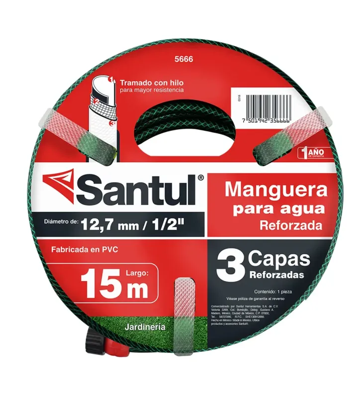 Manguera Jardín Santul 15 m 3 Capas con Conexión Reforzada