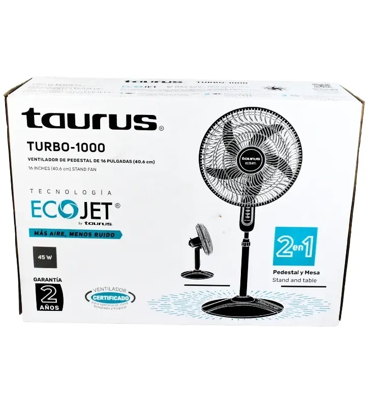 Ventilador Taurus Turbo 1000 2 en 1 – Tecnología ECOJET 16"