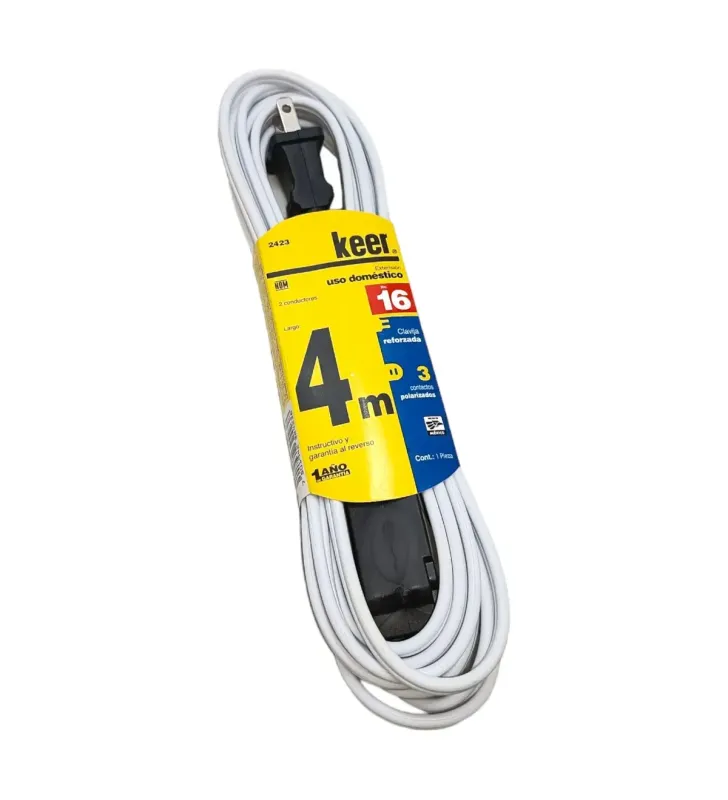 Extensión Doméstica Keer 4 m 16 AWG 127 V 3 Contactos