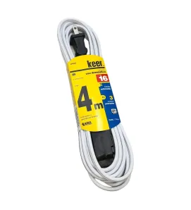 Extensión Doméstica Keer 4 m 16 AWG 127 V 3 Contactos
