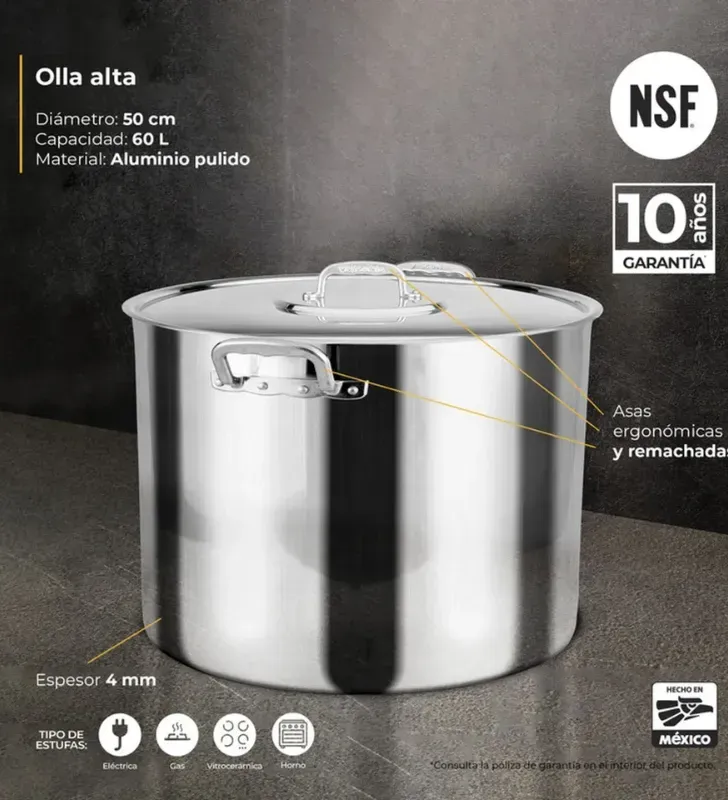 Olla Alta Recta Vasconia Acorazada 60 Litros – Modelo 30327