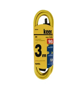 Extensión Uso Rudo Keer 3 m 2435 – 7 A, Amarilla, Doble Aislamiento
