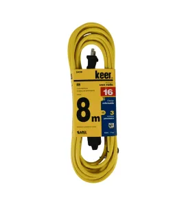 Extensión Uso Rudo Keer 2439 de 8 m – 7 A, Clavija Reforzada