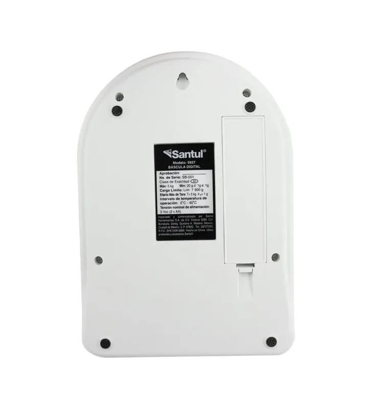 Báscula Digital Santul 5927 · 5 kg x 1 g · Cuerpo ABS · Función Tara