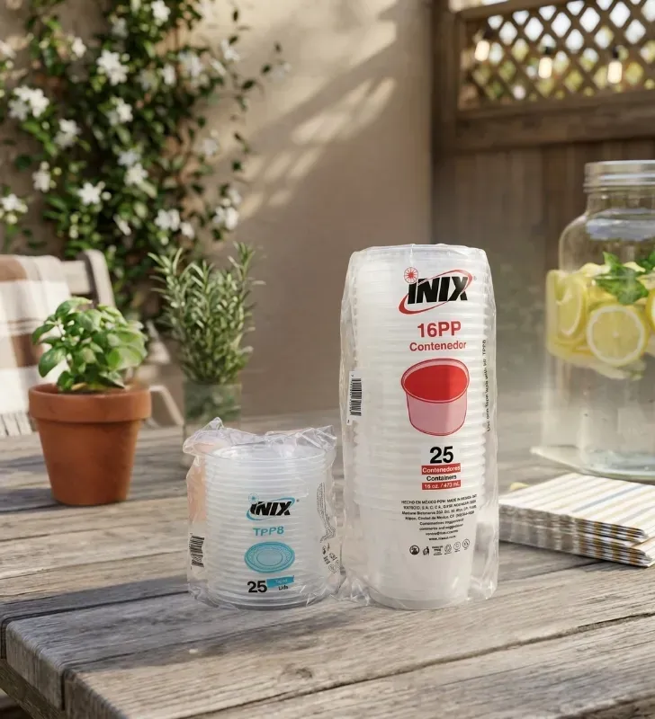 Contenedor INIX 16 oz (473 ml) con Tapa – Paquete 25 pzas