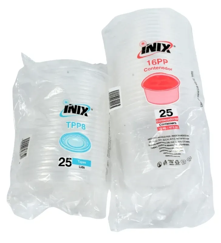 Contenedor INIX 16 oz (473 ml) con Tapa – Paquete 25 pzas
