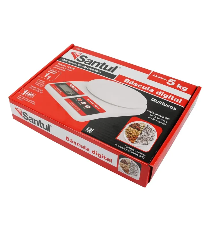 Báscula Digital Santul 5927 · 5 kg x 1 g · Cuerpo ABS · Función Tara