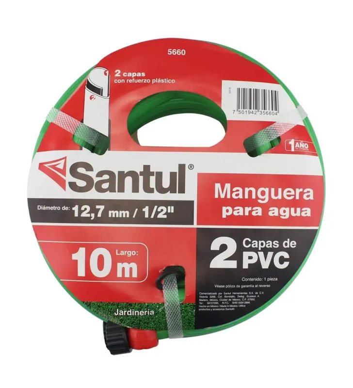 Manguera Santul 5660 10 m Bicapa ½″ con Conexión Plástica